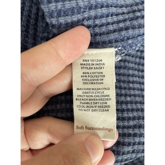 Soft Surroundings Tunic Top Thermal Waffle Knit Long Sleeve Pocket Blue Sz M - Picture 4 of 10